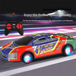HDXX229 Electric RC Drift Race Car for Boys 4-Channel Graffiti Alloy Tin Light Vehicle Truck Remote Control Toy Car