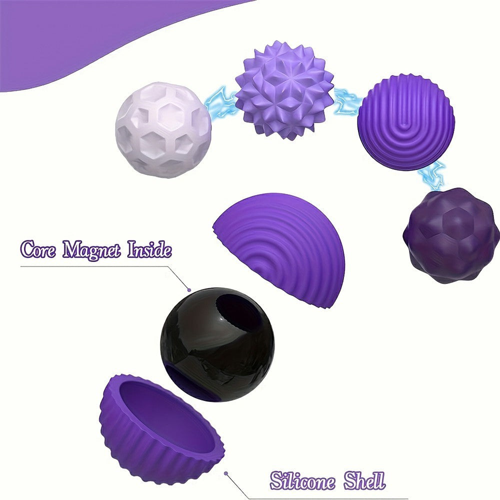 8 Pcs/Set Magnetic Sensory Balls Silicone Anti-Anxiety Stress Relief Toy Gift with Storage Case