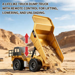 1:20 Scale Remote Control Dump Truck 9-Channal 360 Degree Rotation RC Construction Engineering Vehicle for Kids