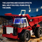 1:20 Scale Remote Control Dump Truck 9-Channal 360 Degree Rotation RC Construction Engineering Vehicle for Kids
