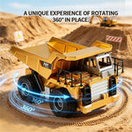 1:20 Scale Remote Control Dump Truck 9-Channal 360 Degree Rotation RC Construction Engineering Vehicle for Kids