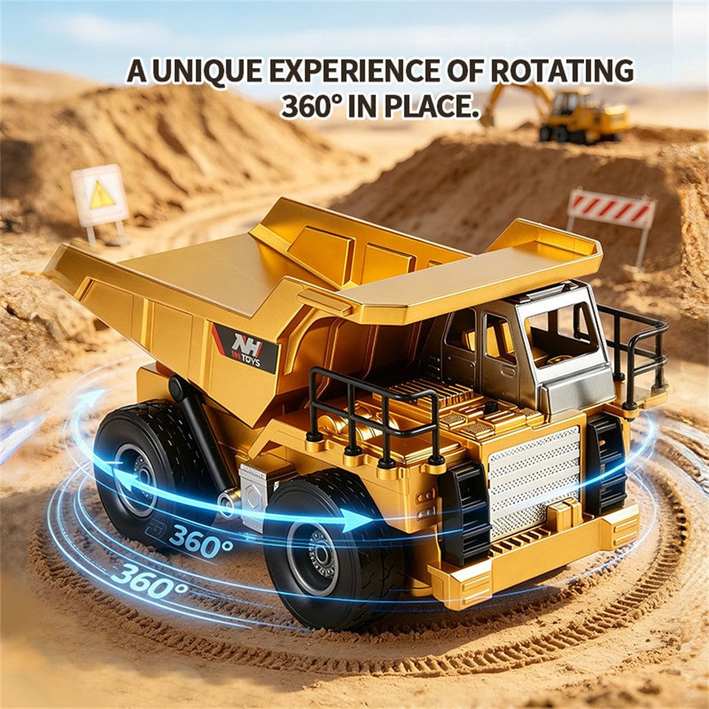 1:20 Scale Remote Control Dump Truck 9-Channal 360 Degree Rotation RC Construction Engineering Vehicle for Kids