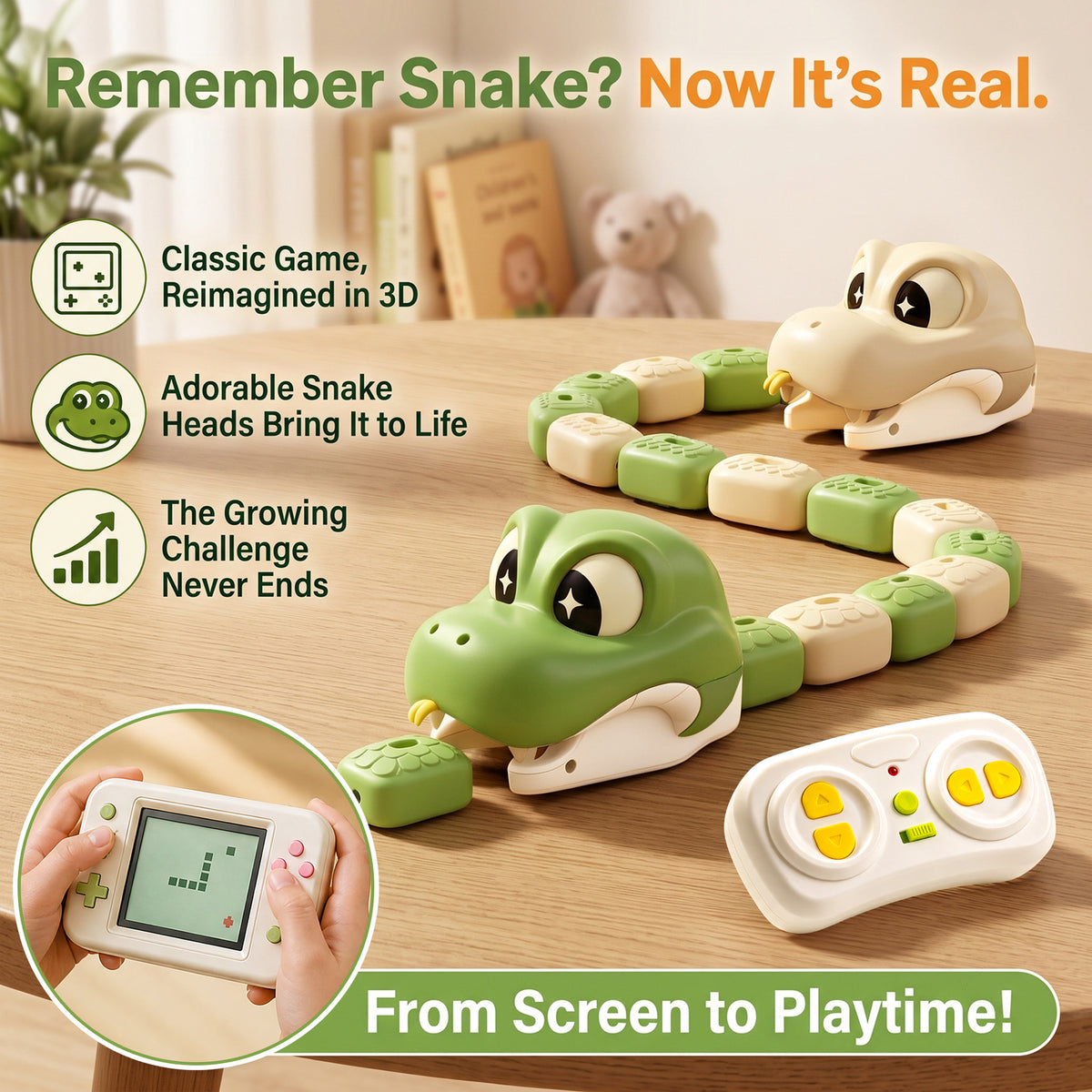 Two Player Magnetic Snake Toy Remote Control Battle Game 4 Learning Modes USB Rechargeable for Children