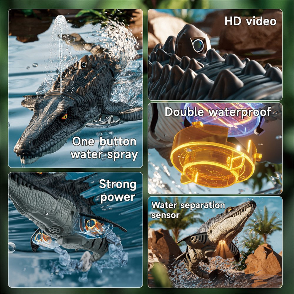 4DRC 4D-S11 2.4G Remote Control Mosasaur Shape RC Boat Water Spraying Toy with Camera, with 2 Battery