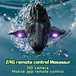 4DRC 4D-S11 2.4G Remote Control Mosasaur Shape RC Boat Water Spraying Toy with Camera, with 2 Battery