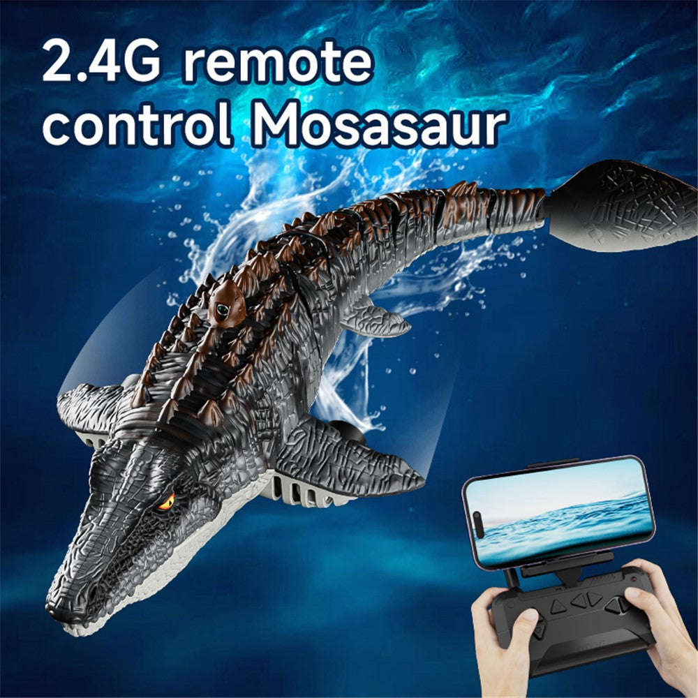 4DRC 4D-S11 2.4G Remote Control Mosasaur Shape RC Boat Water Spraying Toy with Camera, with 2 Battery