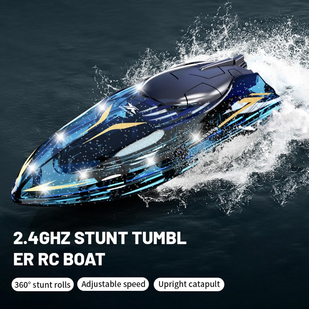 802 High Speed RC Boat 5 Channel Stunt Boat 2.4G Remote Control with LED Lights