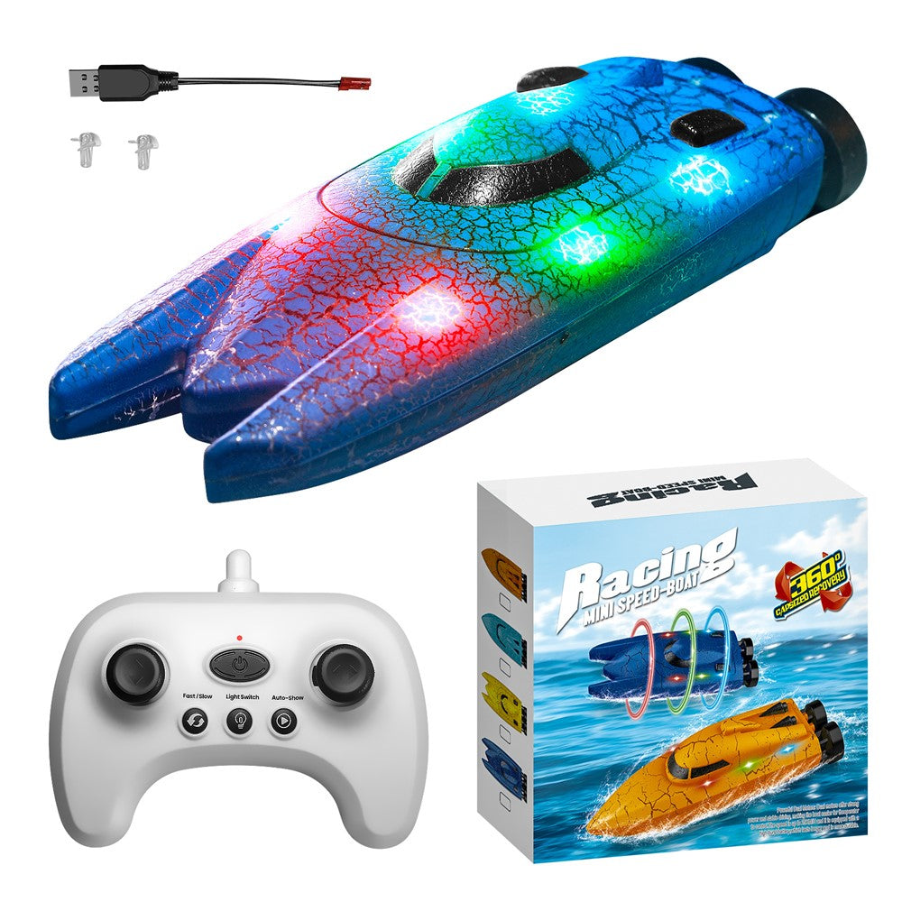 826 2.4G Remote Control Mini Boat Electric Stunt RC Speedboat with LED Light Children Toy Gift