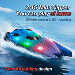 826 2.4G Remote Control Mini Boat Electric Stunt RC Speedboat with LED Light Children Toy Gift