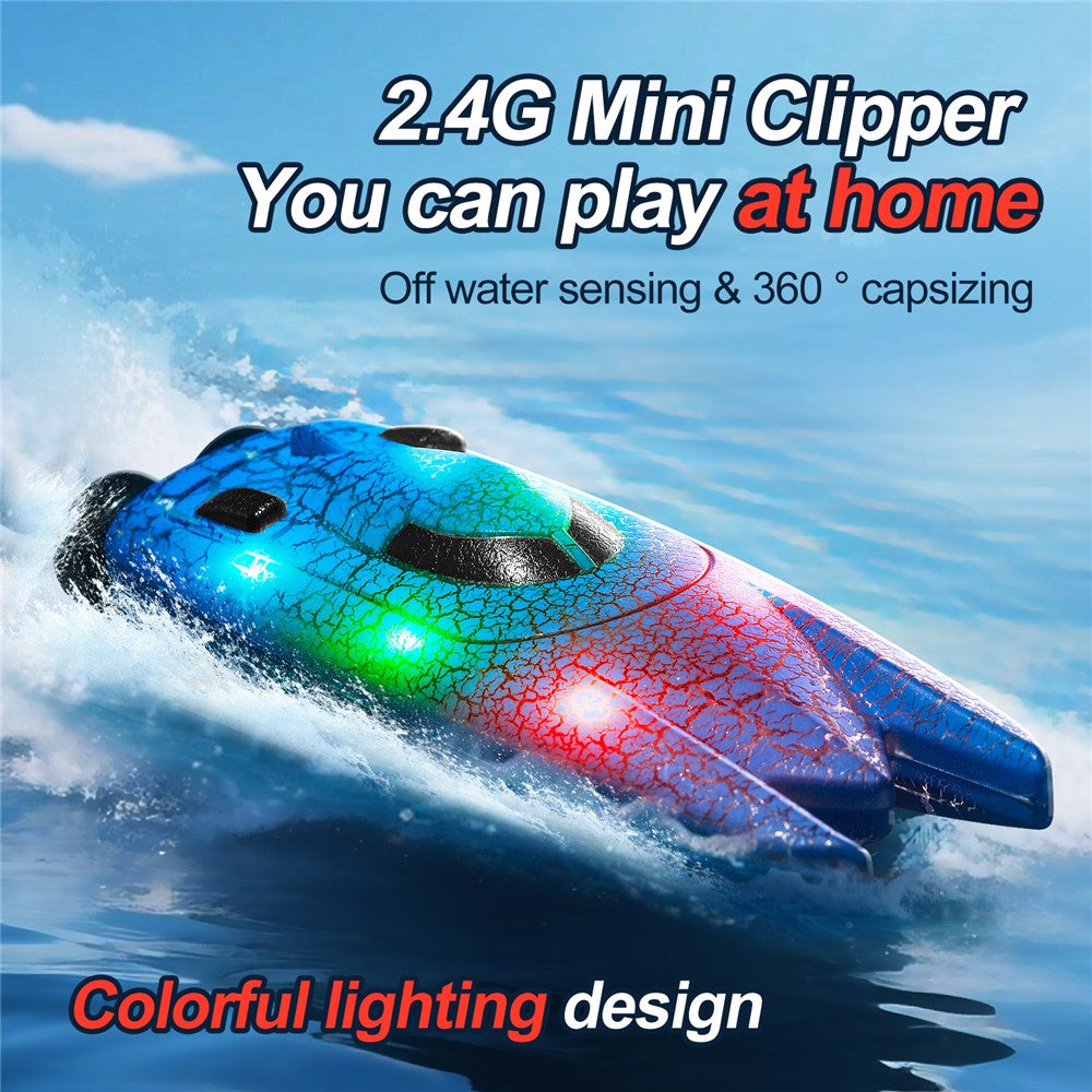 826 2.4G Remote Control Mini Boat Electric Stunt RC Speedboat with LED Light Children Toy Gift