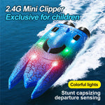 826 2.4G Remote Control Mini Boat Electric Stunt RC Speedboat with LED Light Children Toy Gift