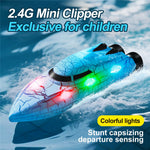 826 2.4G Remote Control Mini Boat Electric Stunt RC Speedboat with LED Light Children Toy Gift