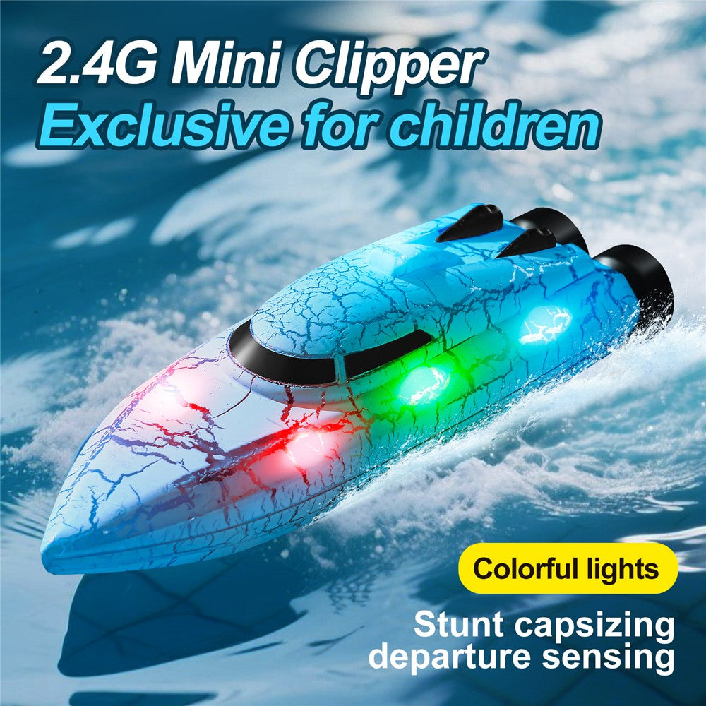 826 2.4G Remote Control Mini Boat Electric Stunt RC Speedboat with LED Light Children Toy Gift