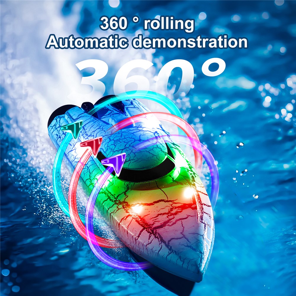 826 2.4G Remote Control Mini Boat Electric Stunt RC Speedboat with LED Light Children Toy Gift