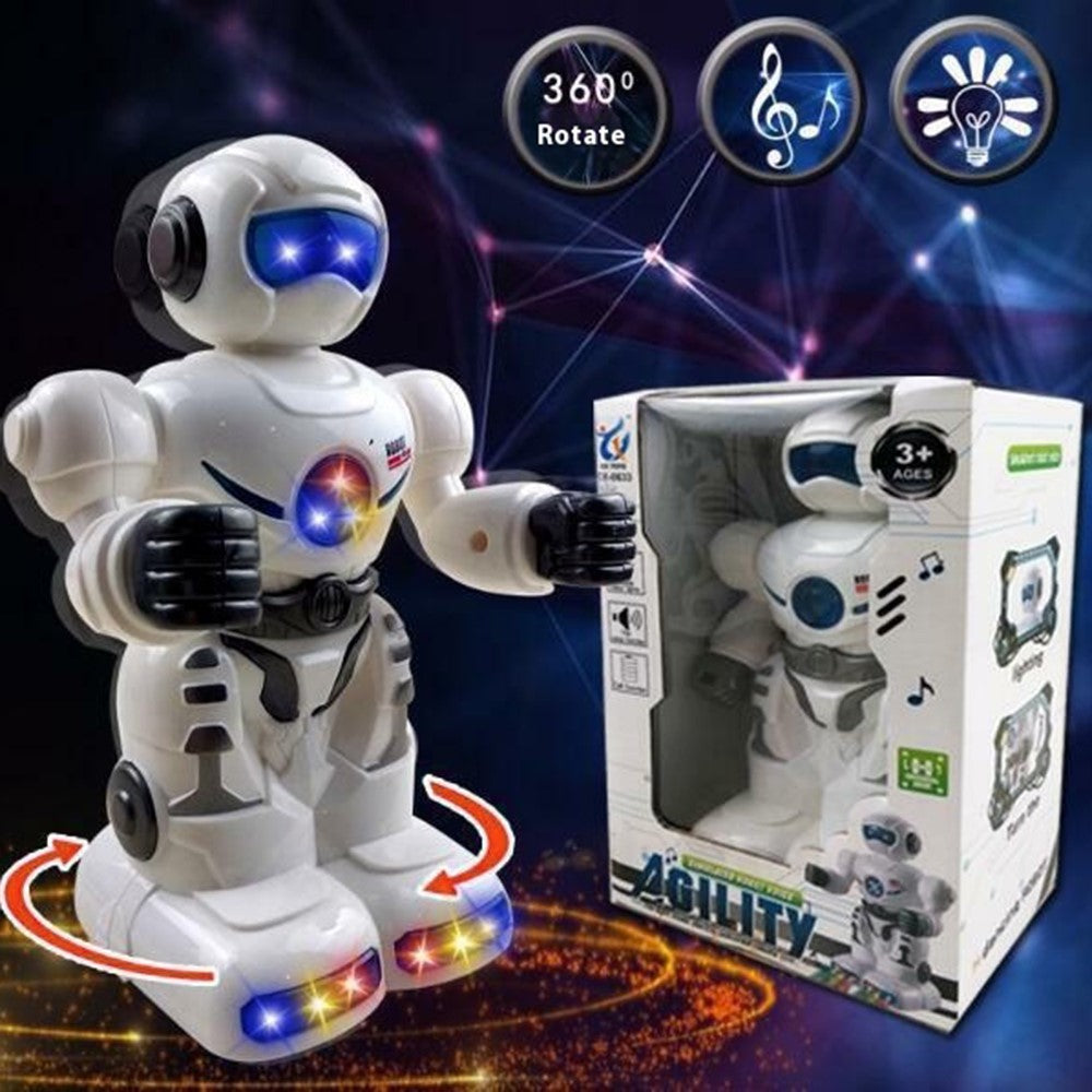 0633 Robotleksak Elektrisk Musikalisk Dansleksak med Blinkande Ljus 360 Graders Rotation för Barn