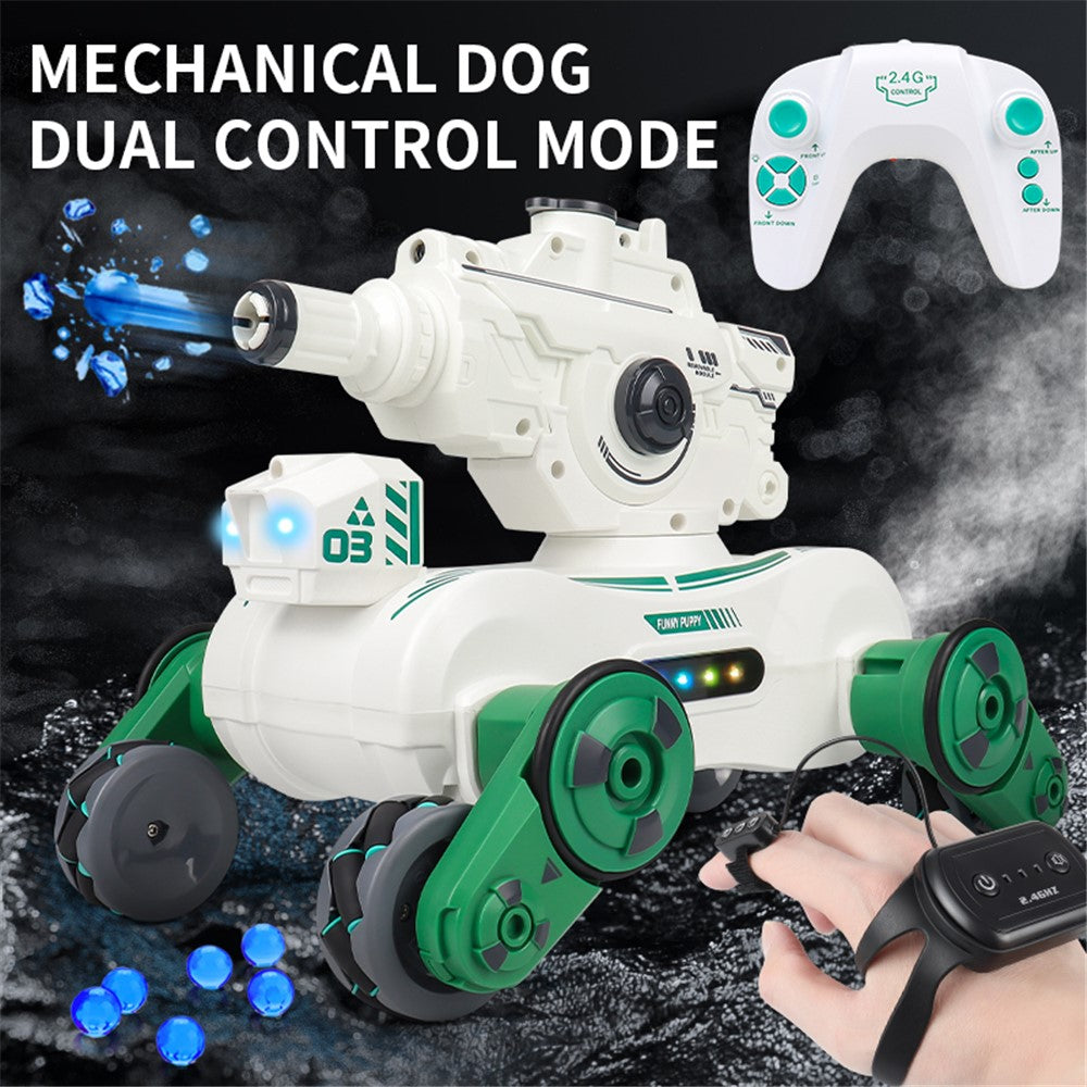JC013 2.4G RC Mechanical Battle Dog Four Wheels Drive Water Bomb Spray Toy Gift, Dual Controller (CE / CPC / EN71 / ASTM Certified)