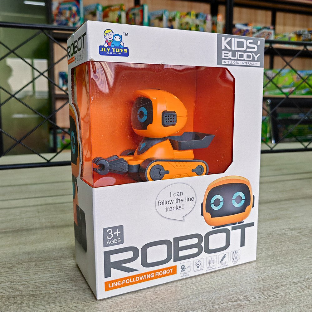 JLY TOYS För Barn Kollisionssäker Linjeföljande Smart Robotleksak med Ljudeffekter
