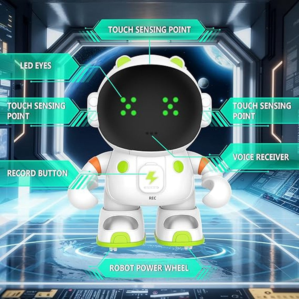 AT100 Smart Robot Toy Interactive Voice Controlled Astronaut Toy with Touch Sensors  /  Recording Function for Kids