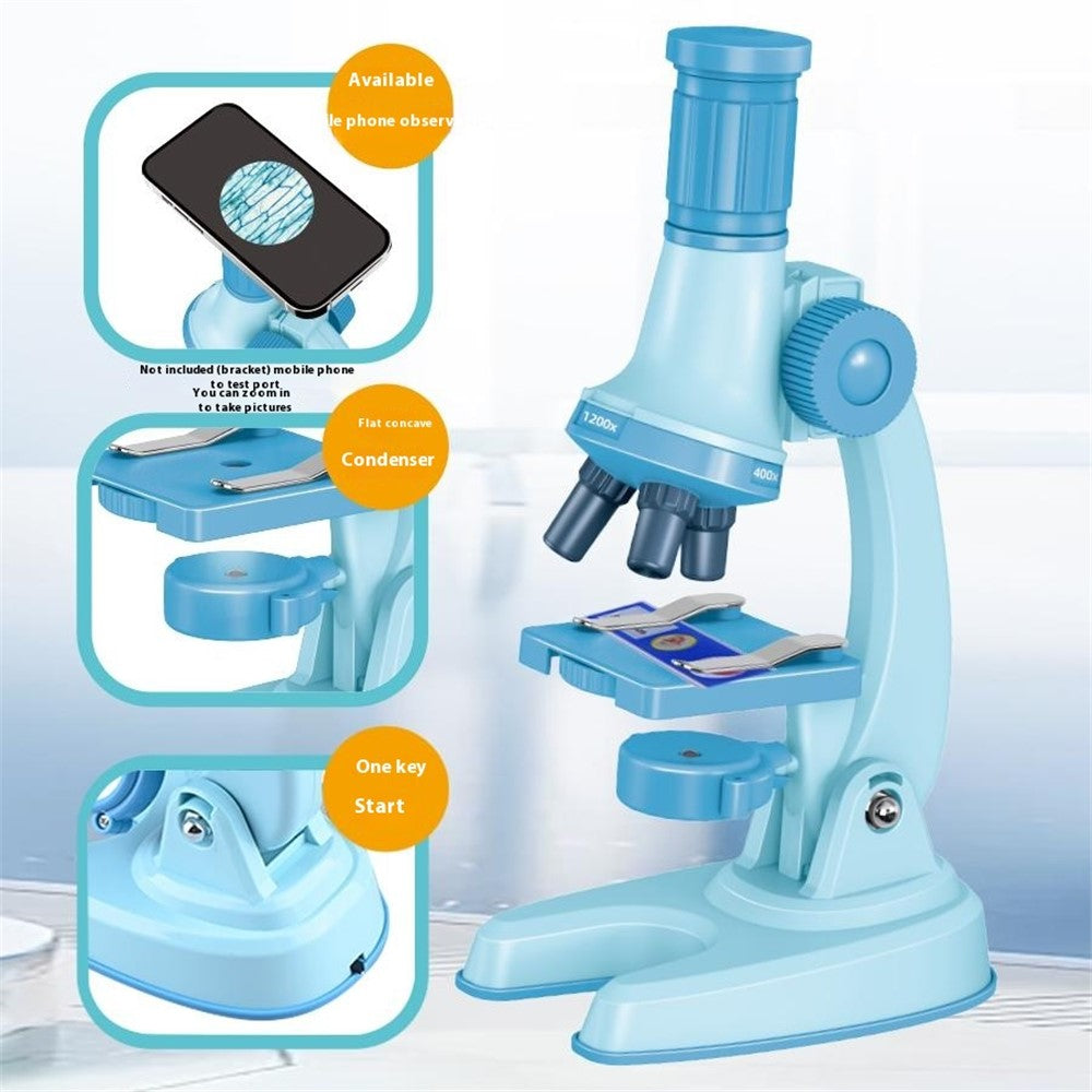 C2501 Children Calibrated 1200X Microscope Educational Toy STEM Optical Science Kit for Biology Experiments