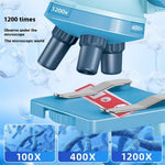 C2501 Children Calibrated 1200X Microscope Educational Toy STEM Optical Science Kit for Biology Experiments