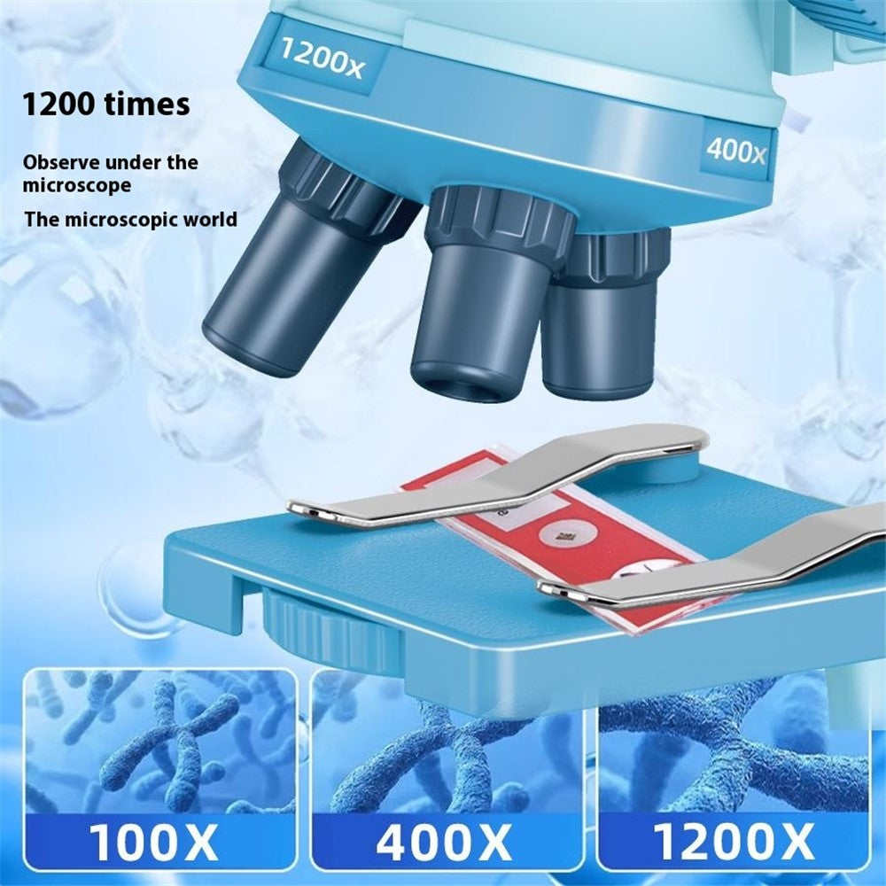 C2501 Children Calibrated 1200X Microscope Educational Toy STEM Optical Science Kit for Biology Experiments