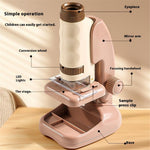 2507 Portable Handheld Microscope with Stand for Kids 180X Magnification STEM Optical Microscope Educational Tool