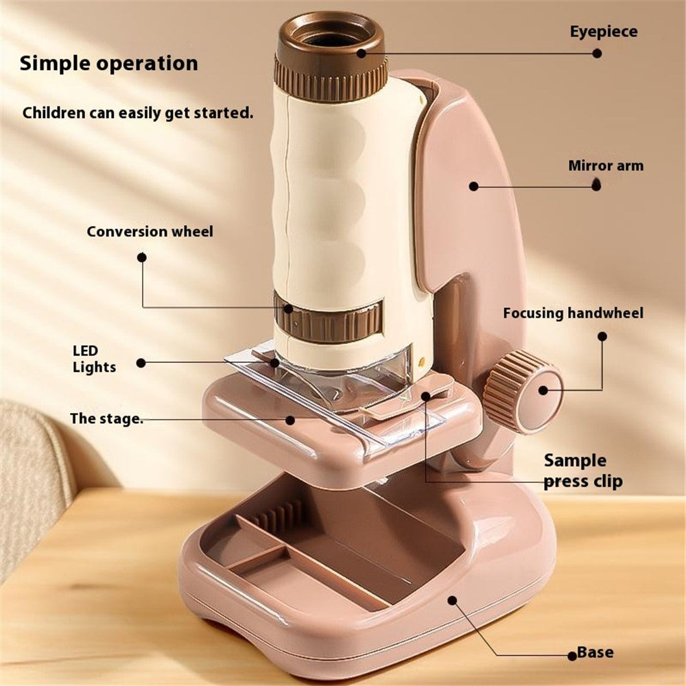 2507 Portable Handheld Microscope with Stand for Kids 180X Magnification STEM Optical Microscope Educational Tool