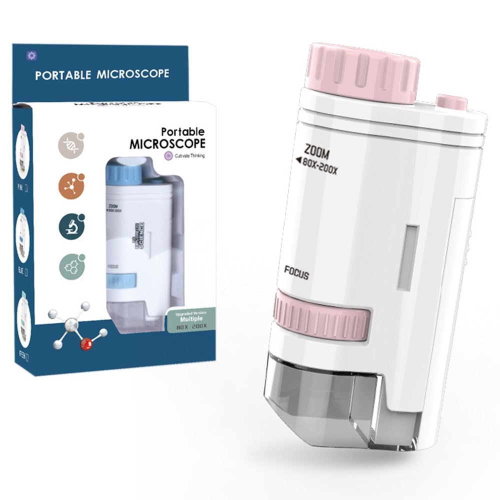 60X-200X Kids Portable Handheld Microscope Outdoor Scientific Microscope with LED Light