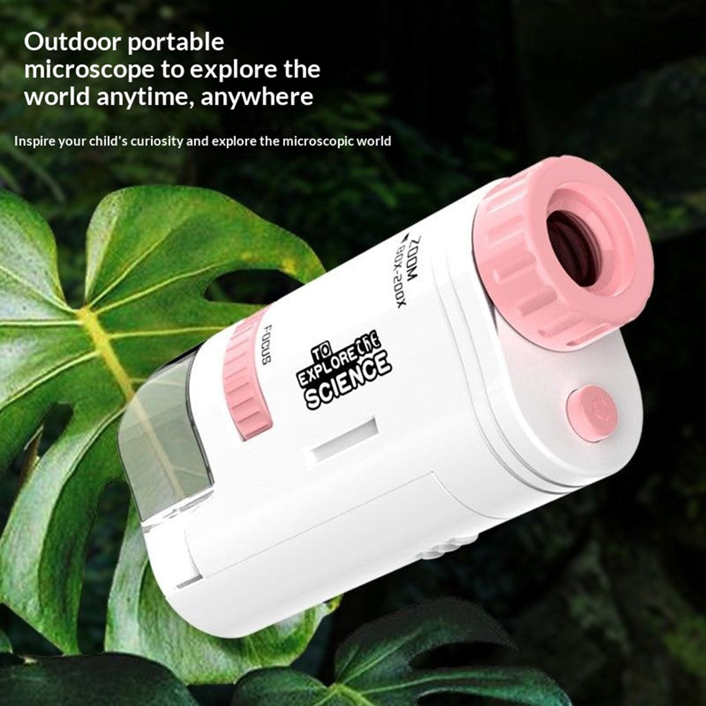 60X-200X Kids Portable Handheld Microscope Outdoor Scientific Microscope with LED Light