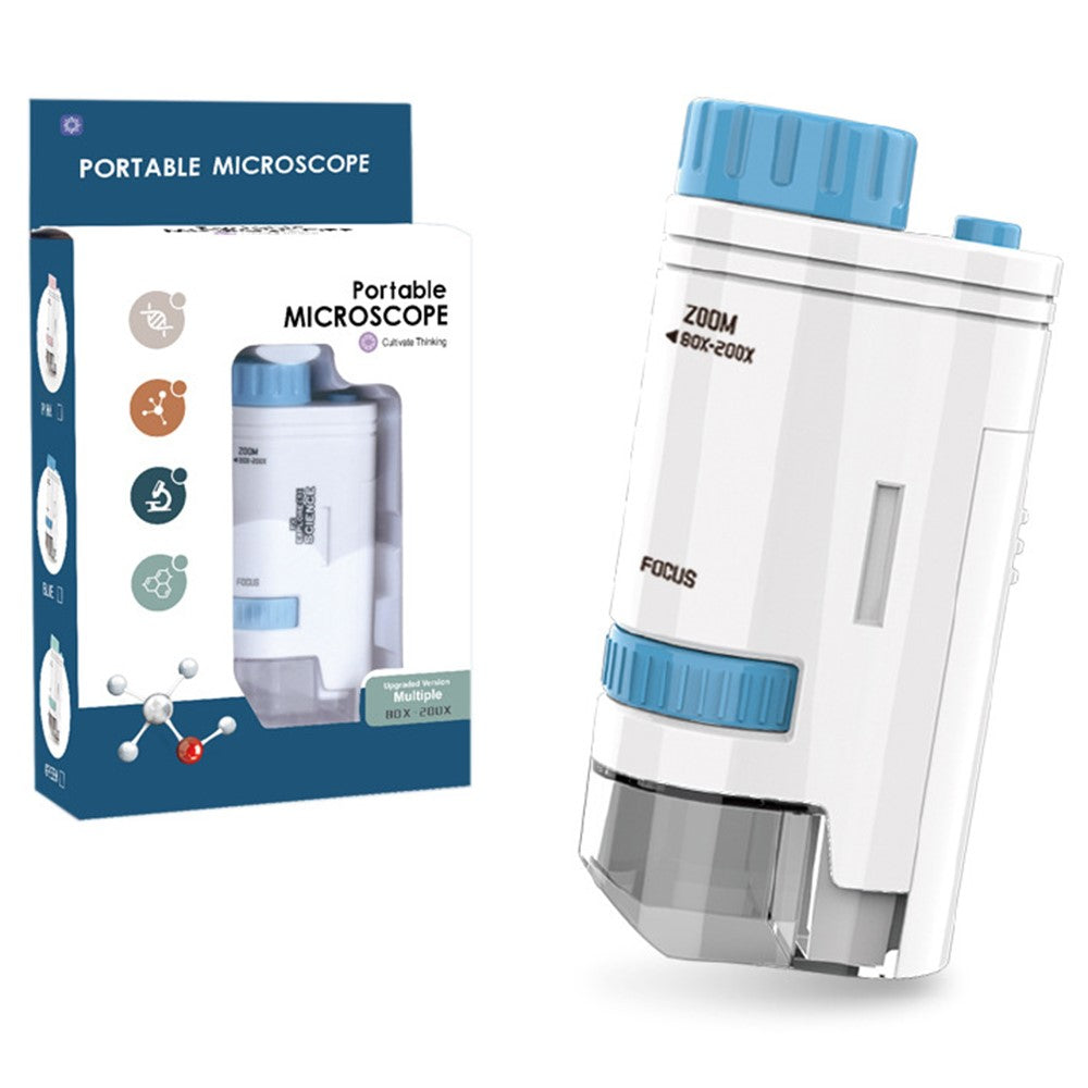 60X-200X Kids Portable Handheld Microscope Outdoor Scientific Microscope with LED Light
