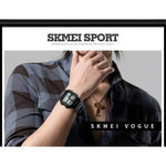 SKMEI Herre Business Ur Firkantet Urskive Digitalt Ur [Dobbelt Tid] [EL Lysende]