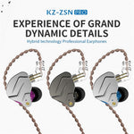 KZ-ZSN Pro In-Ear Bass Metal Music Sport Earphone without Microphone (With Microphone)