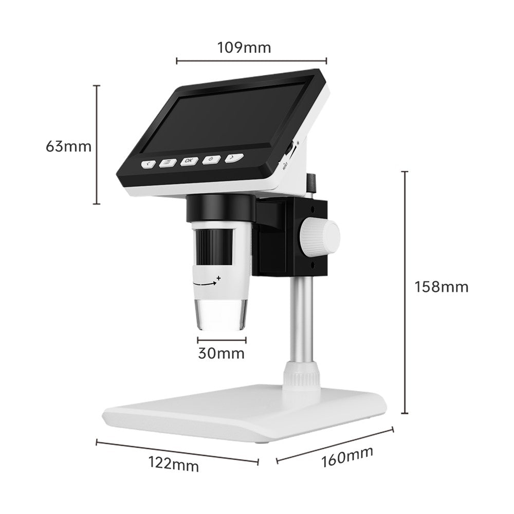 Inskam307 1000X 4.3-inch HD 1080P LCD Digital Microscope Adjustable Desktop Microscope Camera with 8-LED (Support 10 Languages)