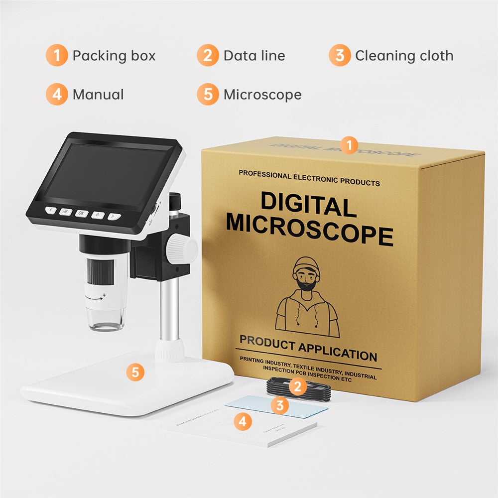 Inskam307 1000X 4.3-inch HD 1080P LCD Digital Microscope Adjustable Desktop Microscope Camera with 8-LED (Support 10 Languages)