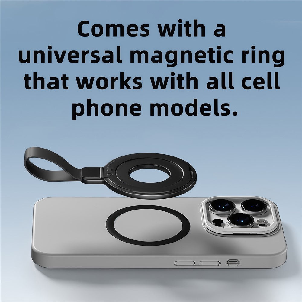 Magnetic Kickstand Metal Phone Grip Ring Holder with Finger Strap