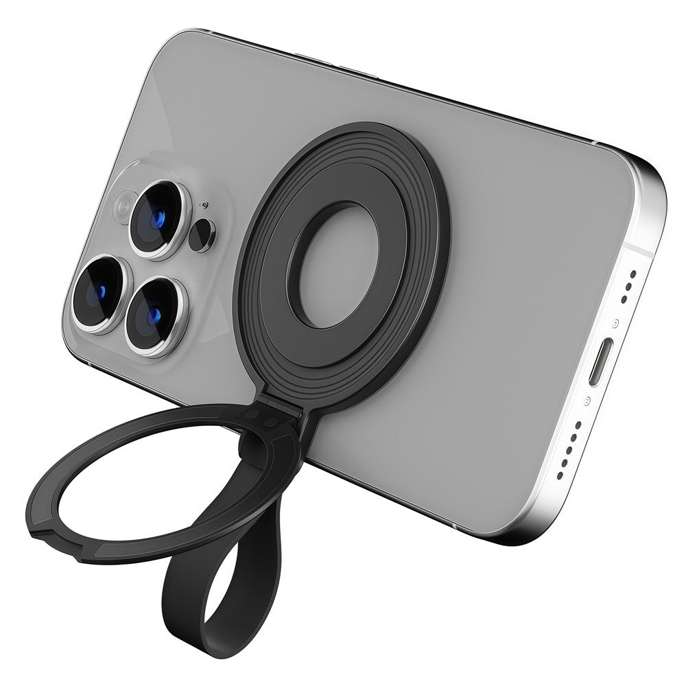 Magnetic Kickstand Metal Phone Grip Ring Holder with Finger Strap