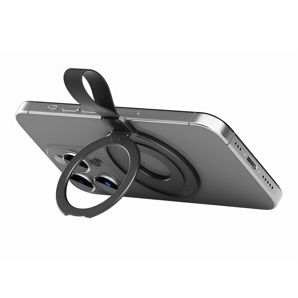 Magnetic Kickstand Metal Phone Grip Ring Holder with Finger Strap