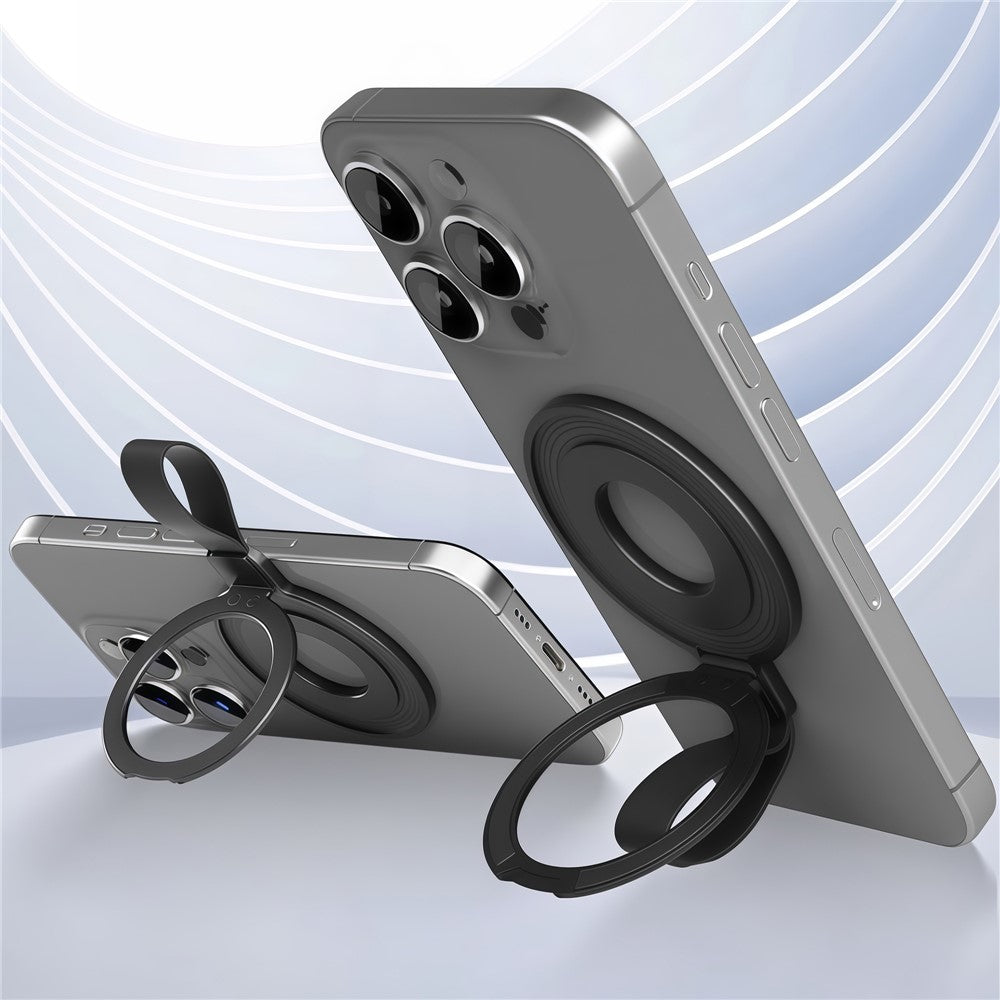 Magnetic Kickstand Metal Phone Grip Ring Holder with Finger Strap