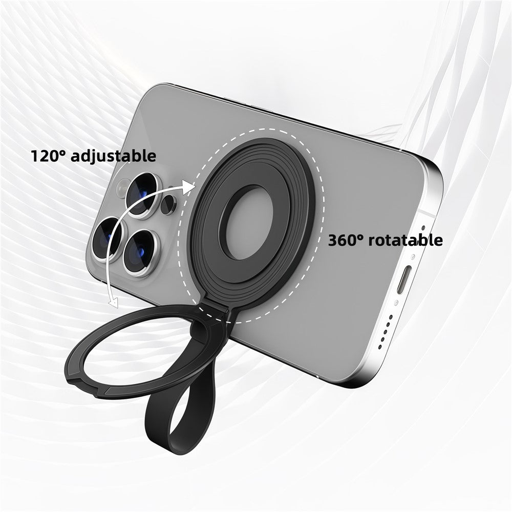 Magnetic Kickstand Metal Phone Grip Ring Holder with Finger Strap