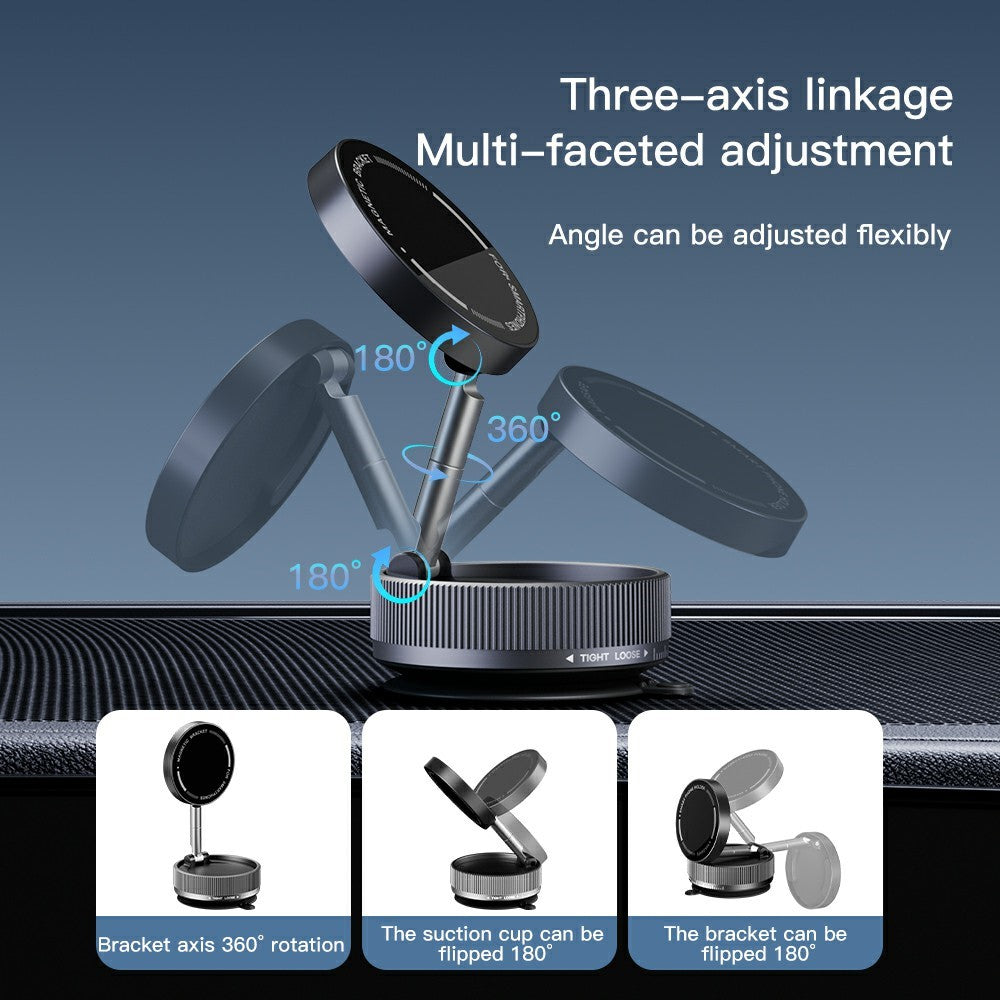 K10A Car Phone Mount Holder Foldable Rotatable Adjustable Height Double-Sided Magnetic Suction Cup