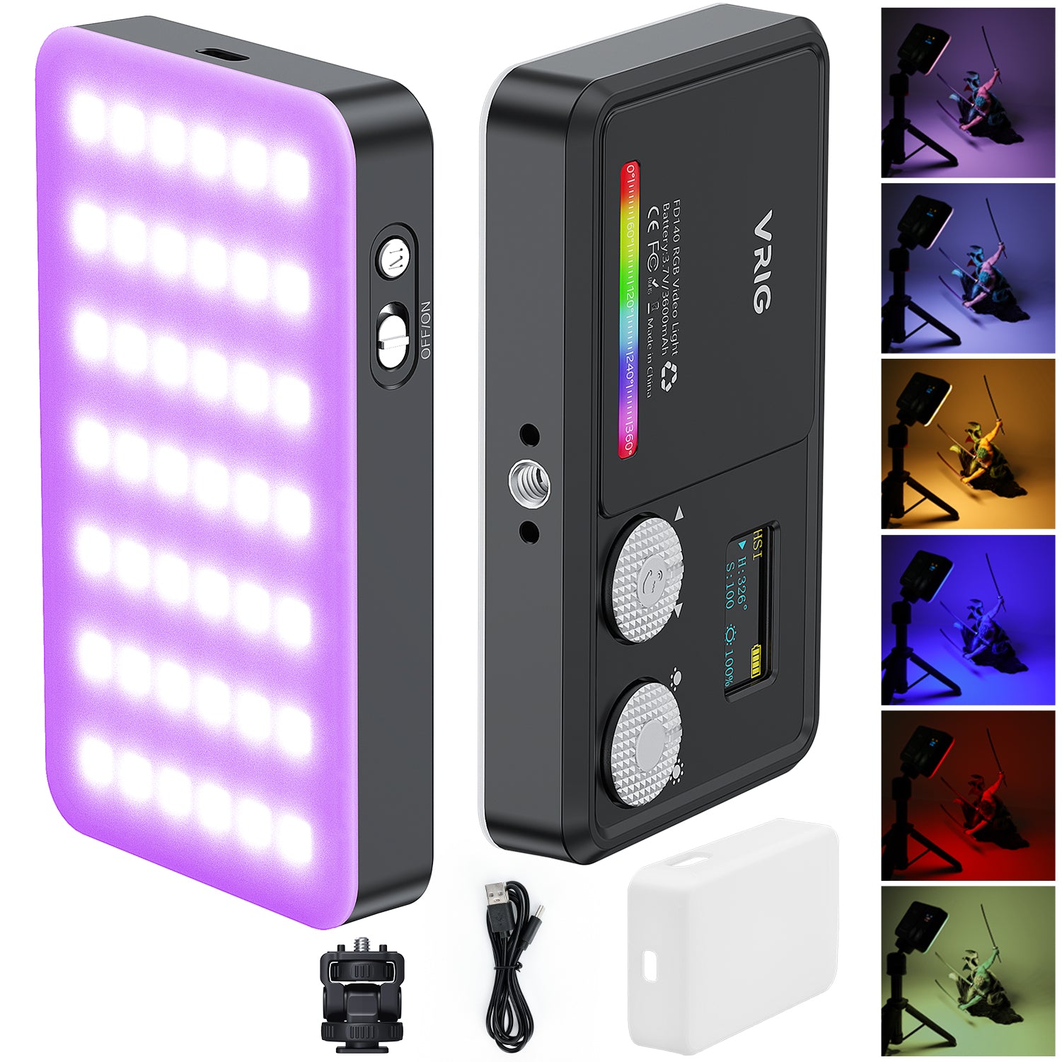 VRIG FD-98 LED Videolys 2500K-9000K Justerbar Dobbelt Farvetemperatur Bærbar Fill Lampe til Livestreaming / Fotografi