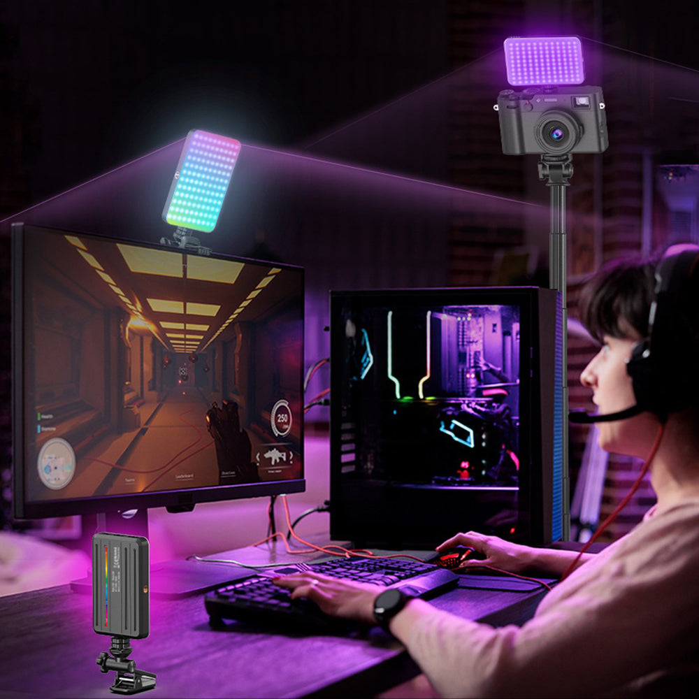 CYKE D10S High CRI Genopladelig LED Videolampe 3 Farvetemperaturer Professionel RGB Fotografi Fyldlys