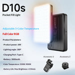 CYKE D10S High CRI Genopladelig LED Videolampe 3 Farvetemperaturer Professionel RGB Fotografi Fyldlys