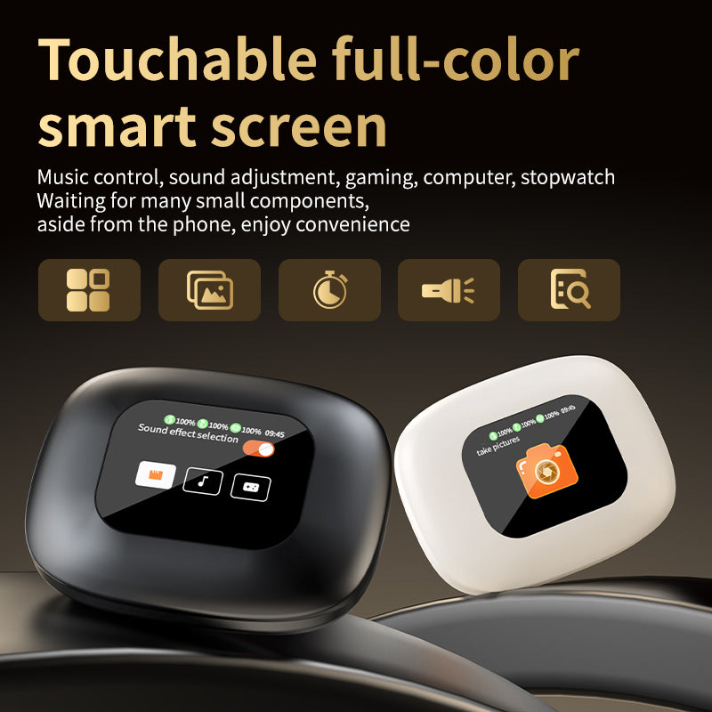 LX-80 Ear-hook Bluetooth-compatible Earbuds with Full Color Touch Screen Charging Case Noise Cancellation Sports Earbuds