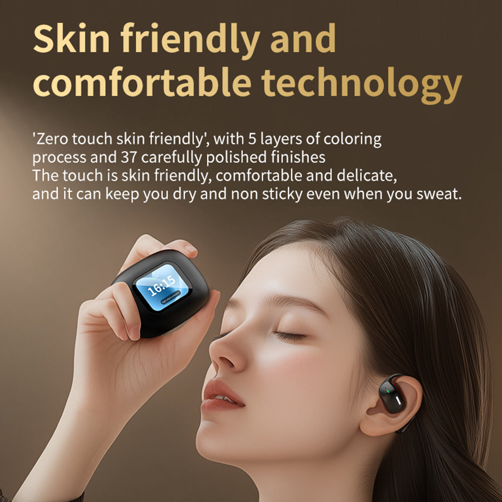 LX-80 Ear-hook Bluetooth-compatible Earbuds with Full Color Touch Screen Charging Case Noise Cancellation Sports Earbuds