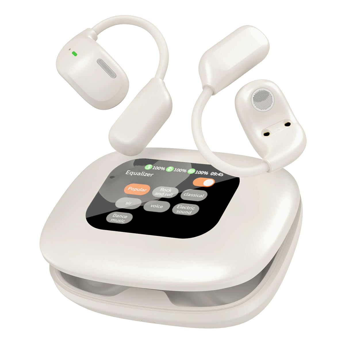 LX-80 Ear-hook Bluetooth-compatible Earbuds with Full Color Touch Screen Charging Case Noise Cancellation Sports Earbuds