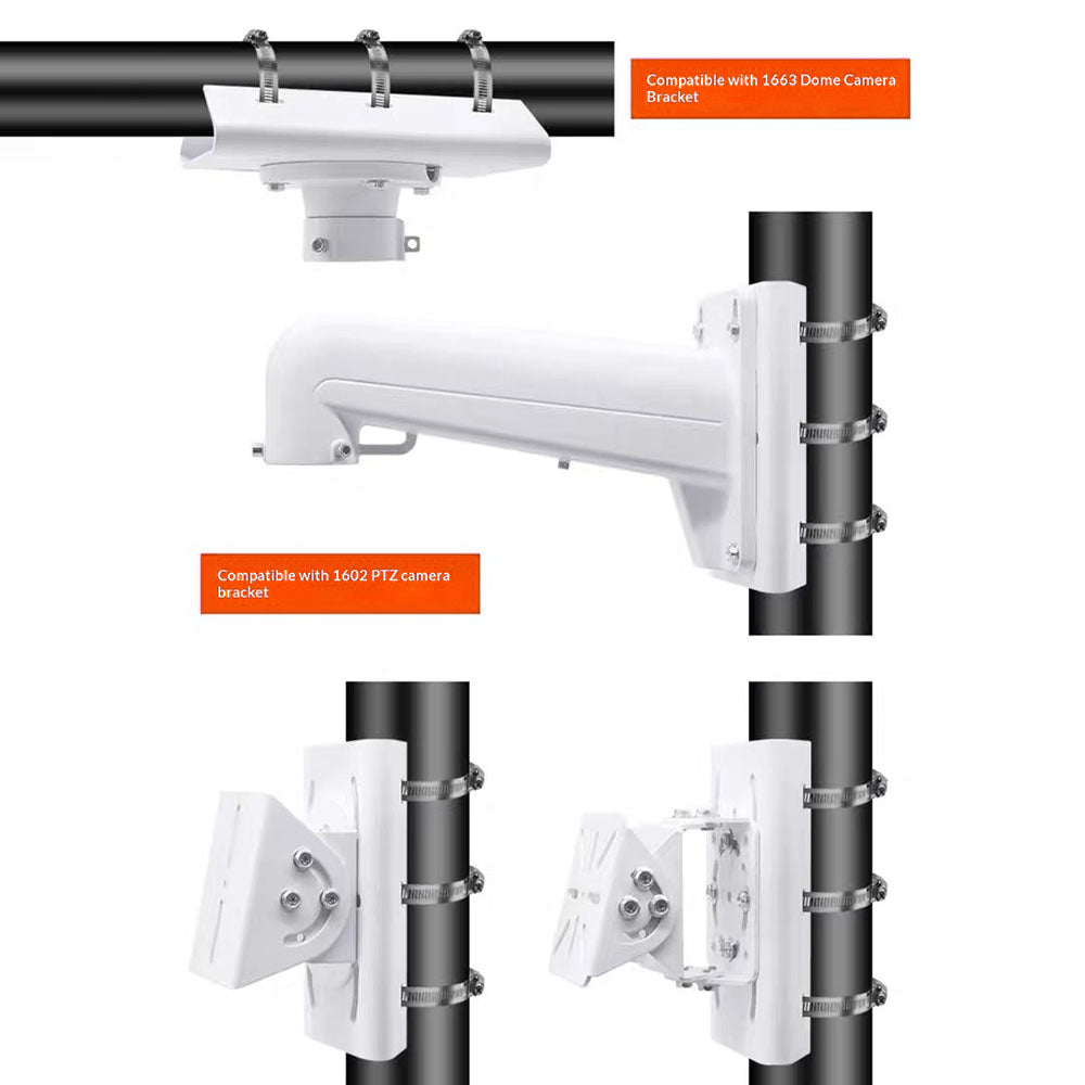 CCTV Camera Mount Weatherproof Stainless Steel Pole Clamp Bracket for Outdoor Surveillance