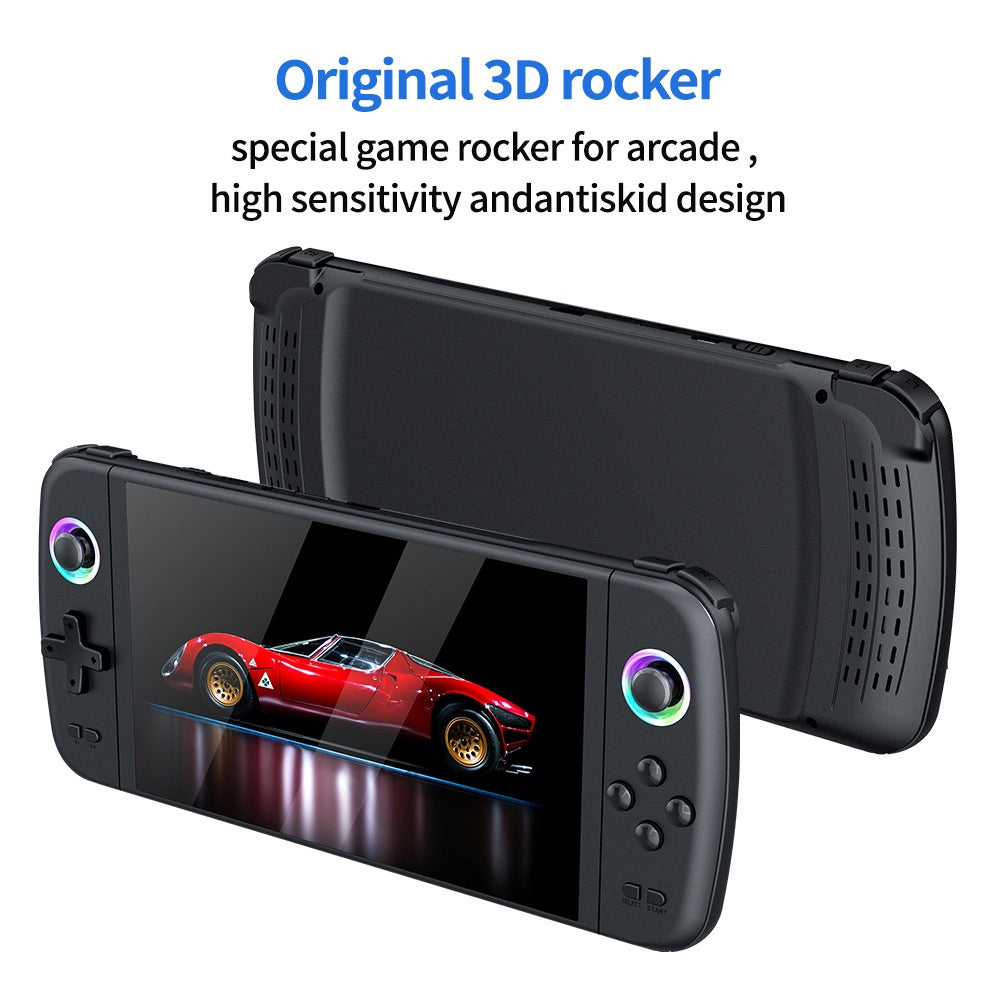 M27 7-Inch IPS Screen Handheld Game Console, HD Output, 20000+ Classic Games, RGB Lighting Gamepad, with 64GB TF Card