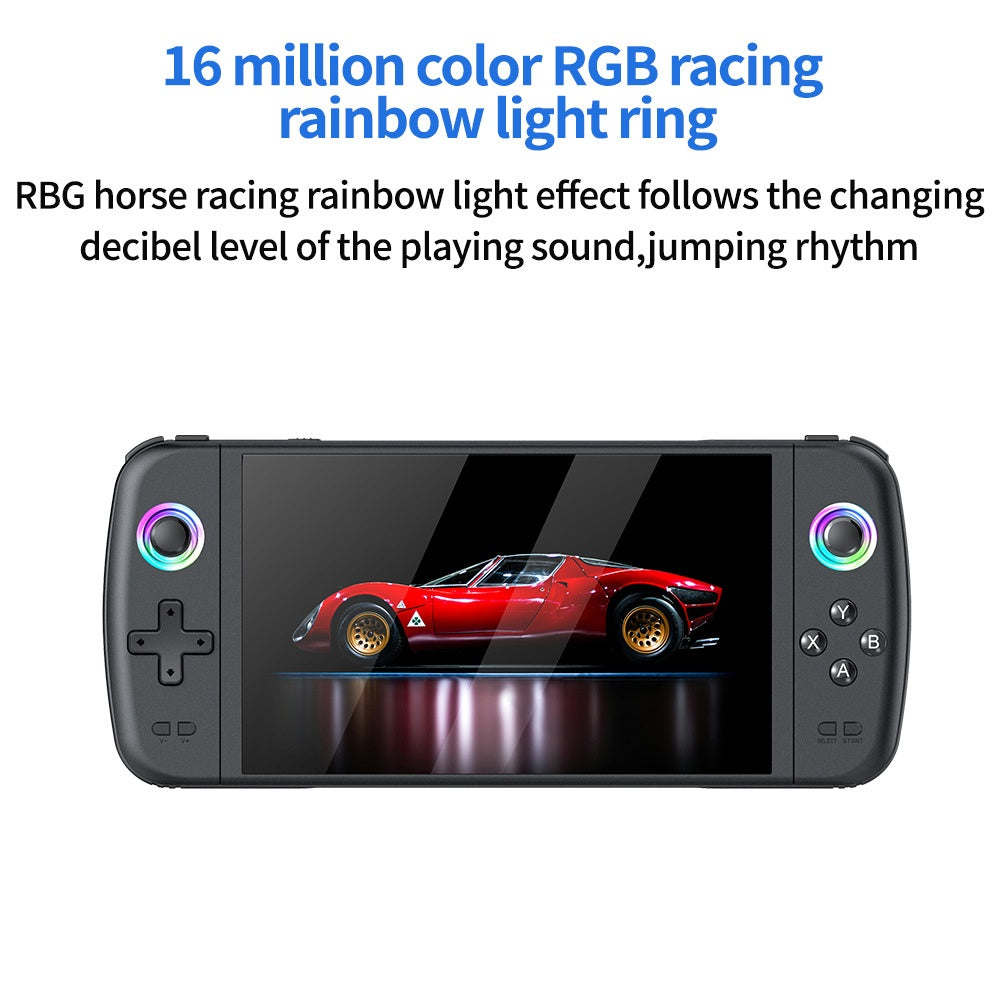M27 7-Inch IPS Screen Handheld Game Console, HD Output, 20000+ Classic Games, RGB Lighting Gamepad, with 64GB TF Card