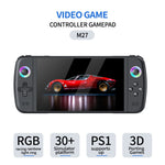 M27 7-Inch IPS Screen Handheld Game Console, HD Output, 20000+ Classic Games, RGB Lighting Gamepad, with 64GB TF Card
